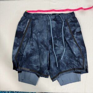 Men's LULULEMON LAB SURGE SHORT 6" LINED ONYX BLUE / BLACK Tidal Wash Size Small